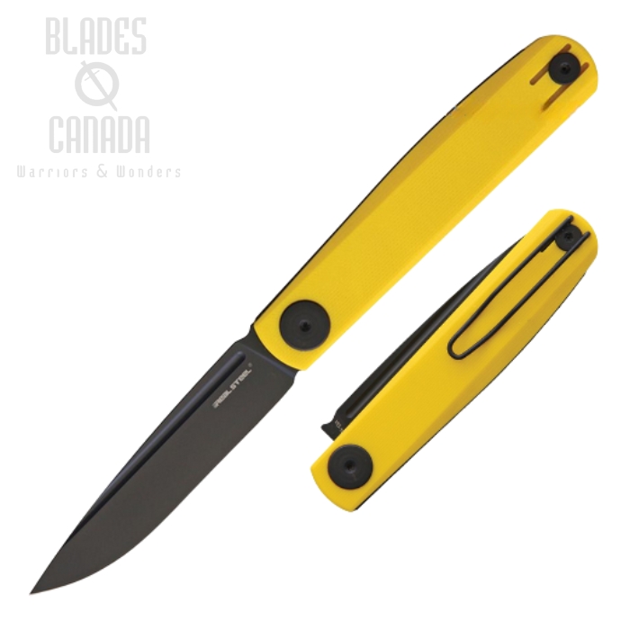 Real Steel Gslip Slipjoint Folding Knife, VG10 Black, G10 Yellow, RS7843